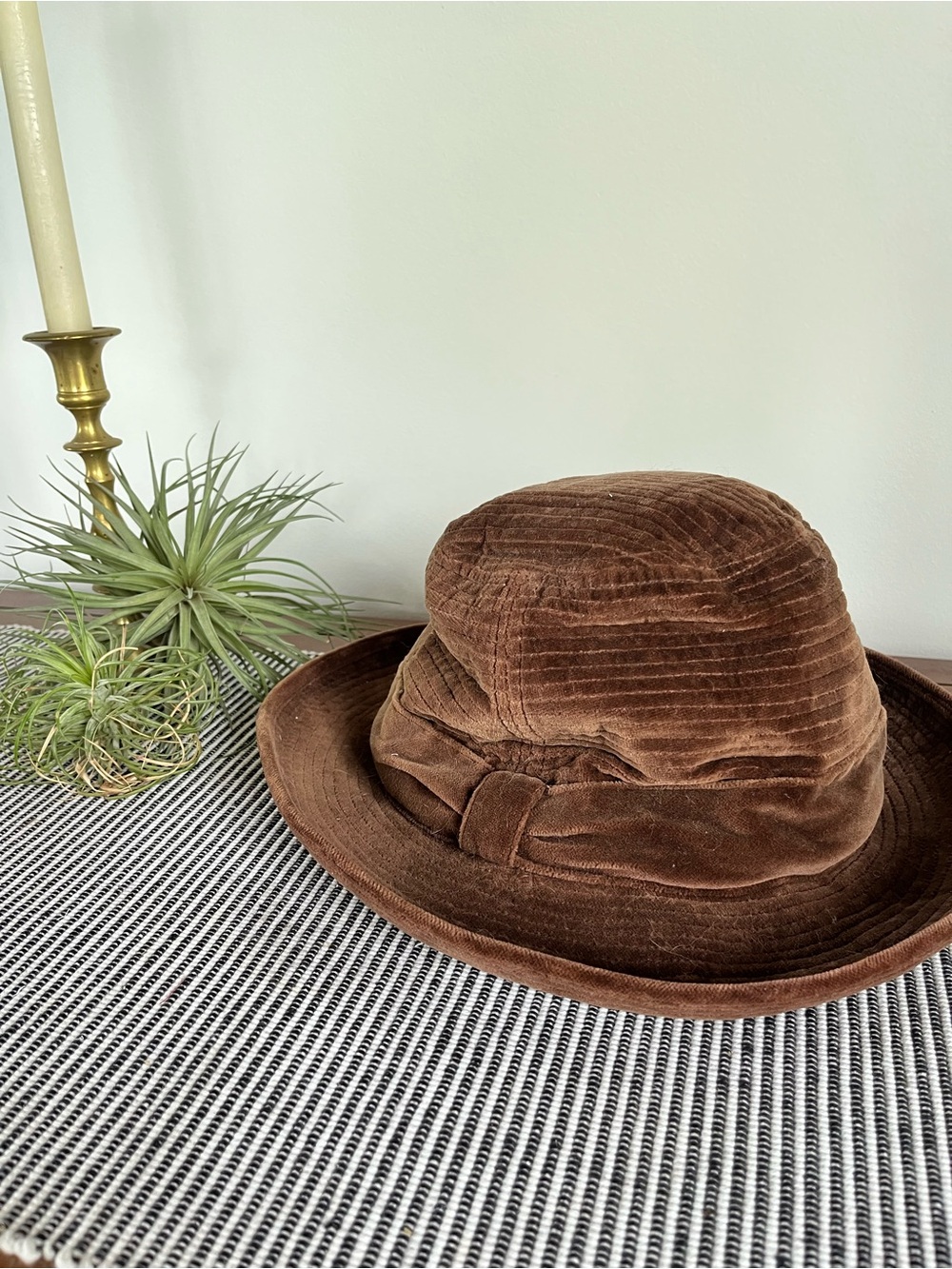 Vintage Herbert Johnson Soft Chocolate Brown Velvet Fedora Hat